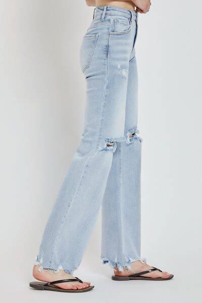 RISEN Full Size High Rise Distressed Wide Leg Jeans - Clothes For Her Online Store