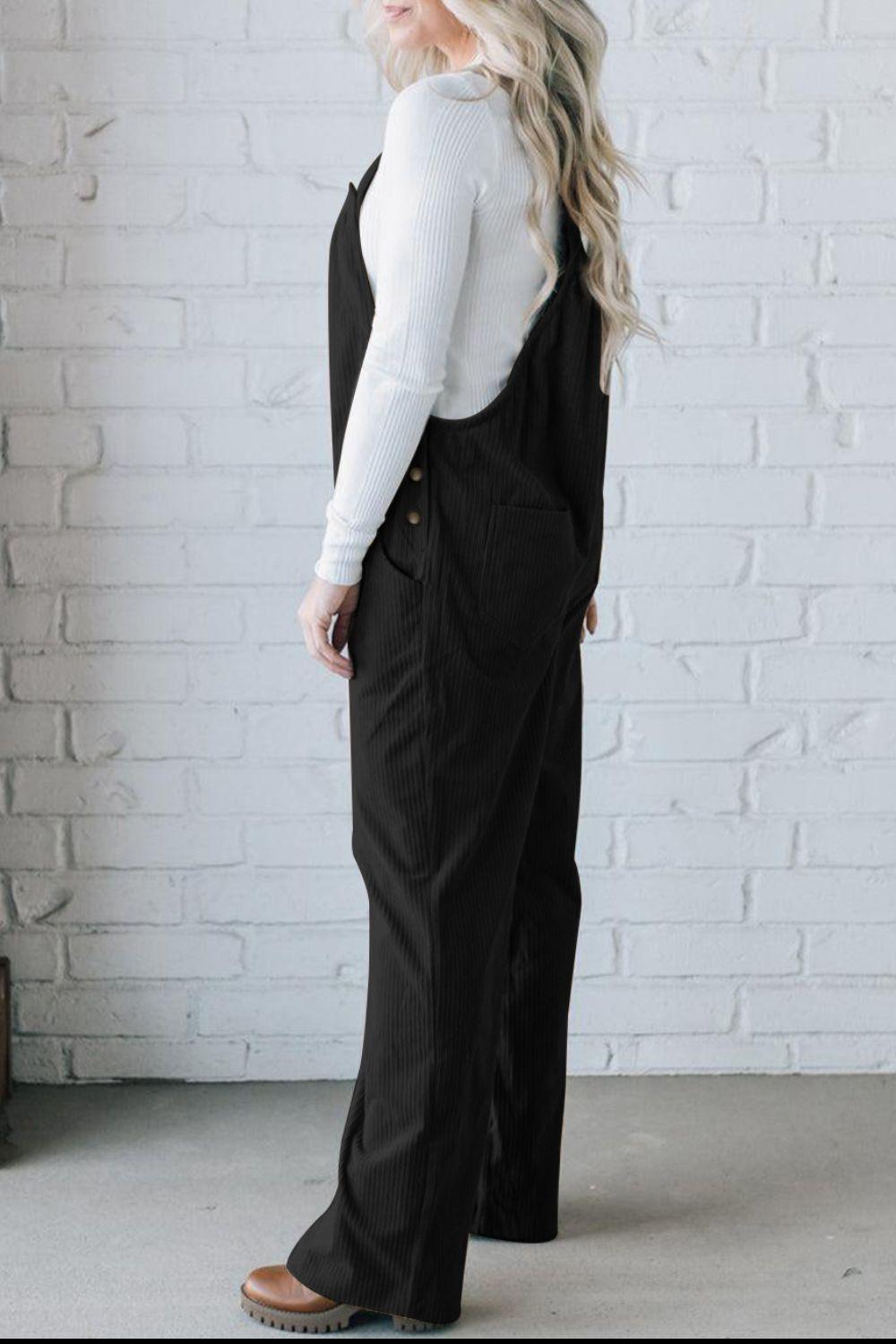 Square Neck Wide Strap Overalls - Clothes For Her Online Store