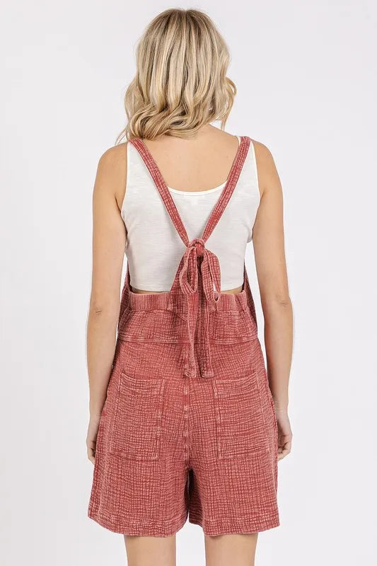 Mittoshop Textured Knotted Wide Strap Overalls - Clothes For Her Online Store