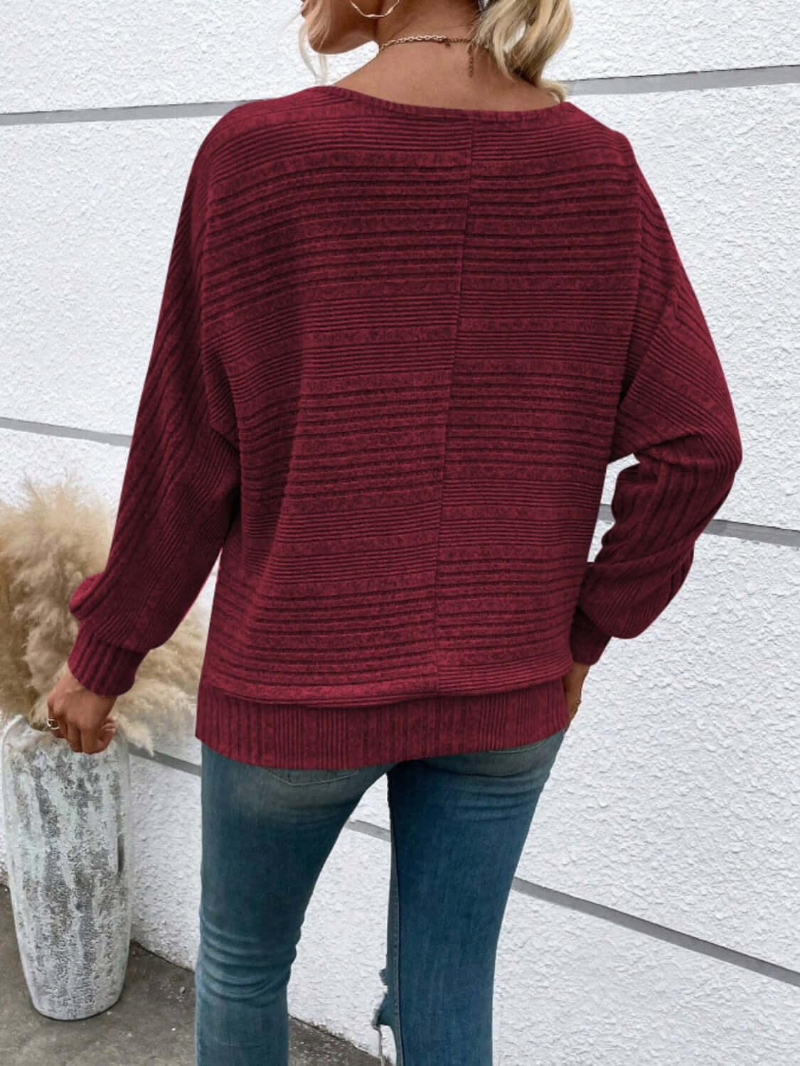 Full Size Round Neck Long Sleeve Top - Clothes For Her Online Store