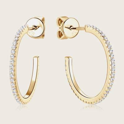 Inlaid Moissanite 925 Sterling Silver C-Hoop Earrings - Clothes For Her Online Store