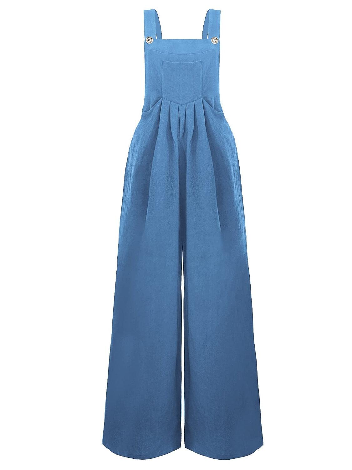 Full Size Square Neck Wide Strap Overalls - Clothes For Her Online Store