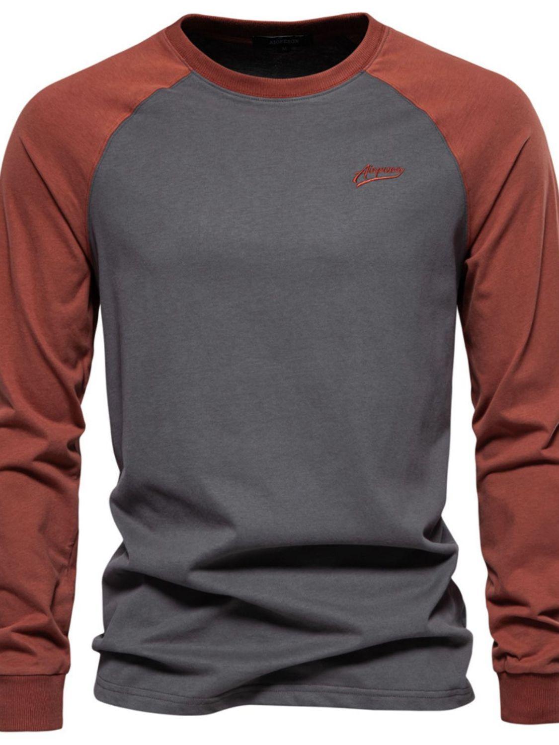 Men's Contrast Round Neck Raglan Sleeve T-Shirt - Clothes For Her Online Store