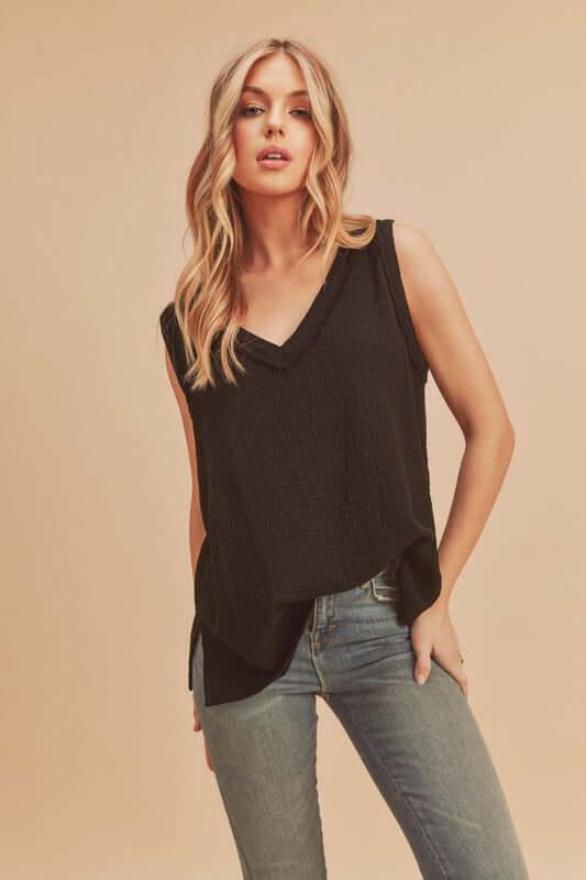 Aemi + Co V-Neck Wide Strap Tank - Clothes For Her Online Store