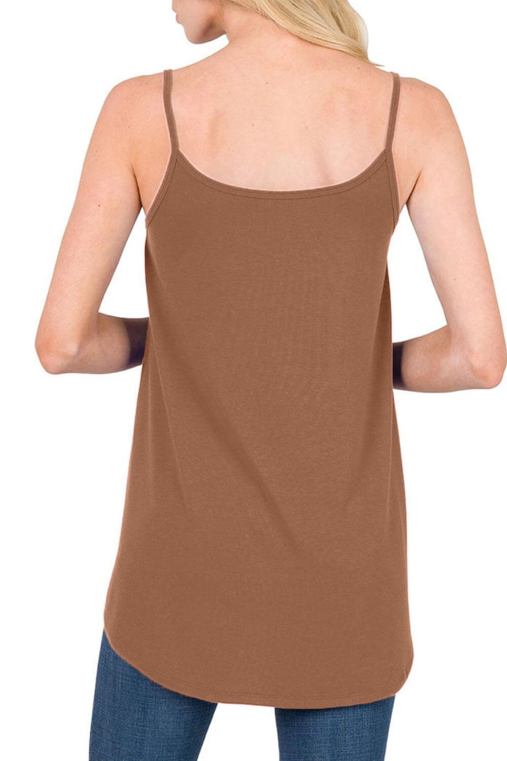 Full Size Spaghetti Strap V-Neck Flowy Tunic Cami - Clothes For Her Online Store