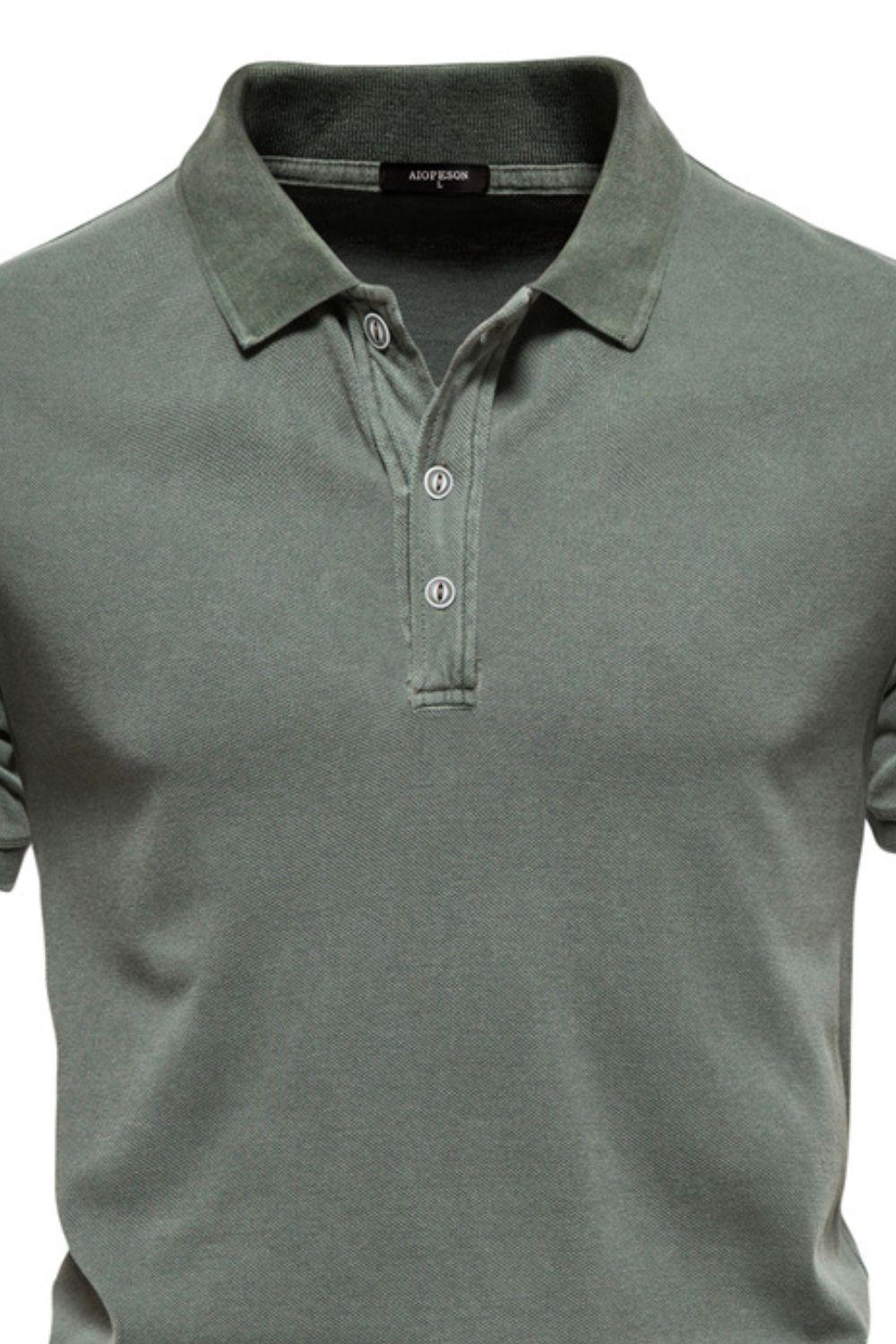 Men's Collared Neck Button Detail Short Sleeve Polo - Clothes For Her Online Store