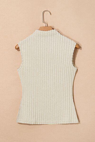 Ribbed Mock Neck Slim Tank - Clothes For Her Online Store