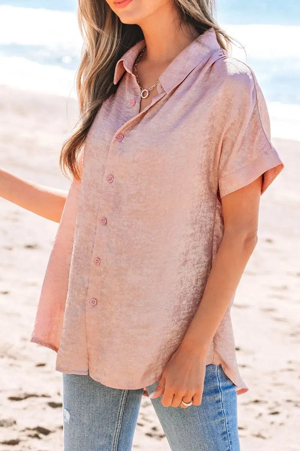 Button Down Short Sleeve Shirt - Clothes For Her Online Store
