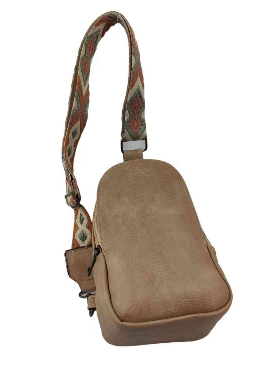 Random Pattern Adjustable Strap PU Leather Sling Bag - Clothes For Her Online Store