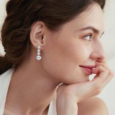 4 Carat Moissanite 925 Sterling Silver Earrings - Clothes For Her Online Store