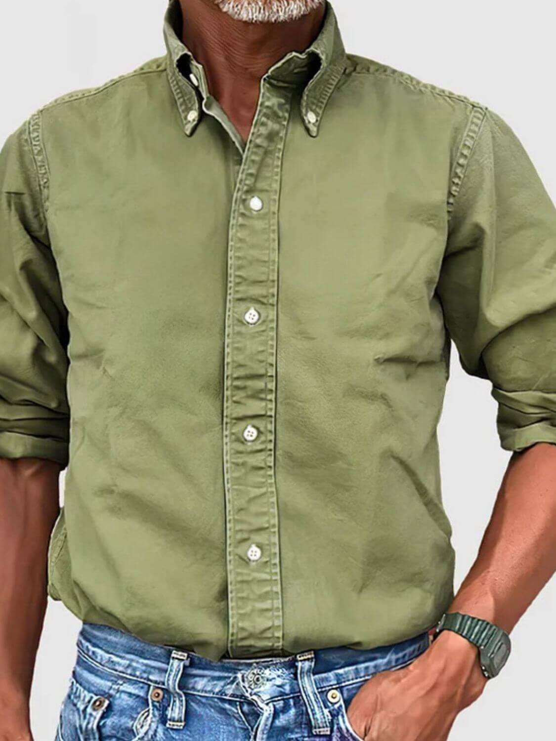 Men's Full Size Collared Neck Button Down Shirt Plus Size - Clothes For Her Online Store