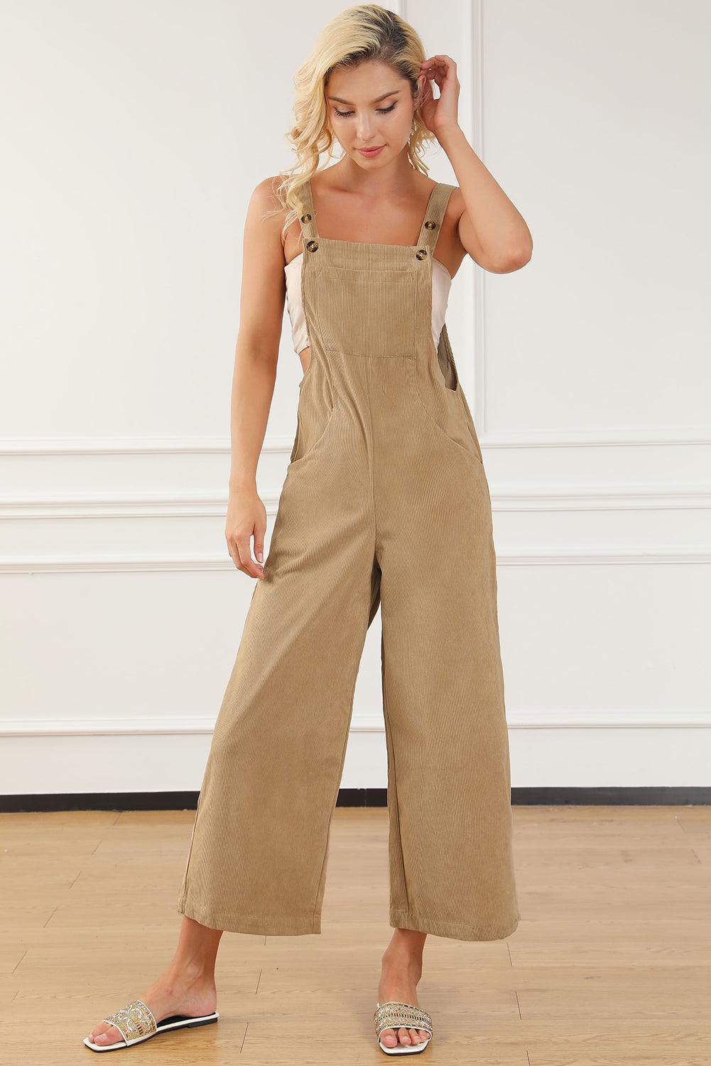 Pocketed Wide Leg Overall - Clothes For Her Online Store