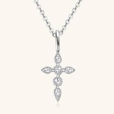 925 Sterling Silver Moissanite Cross Pendant Necklace - Clothes For Her Online Store