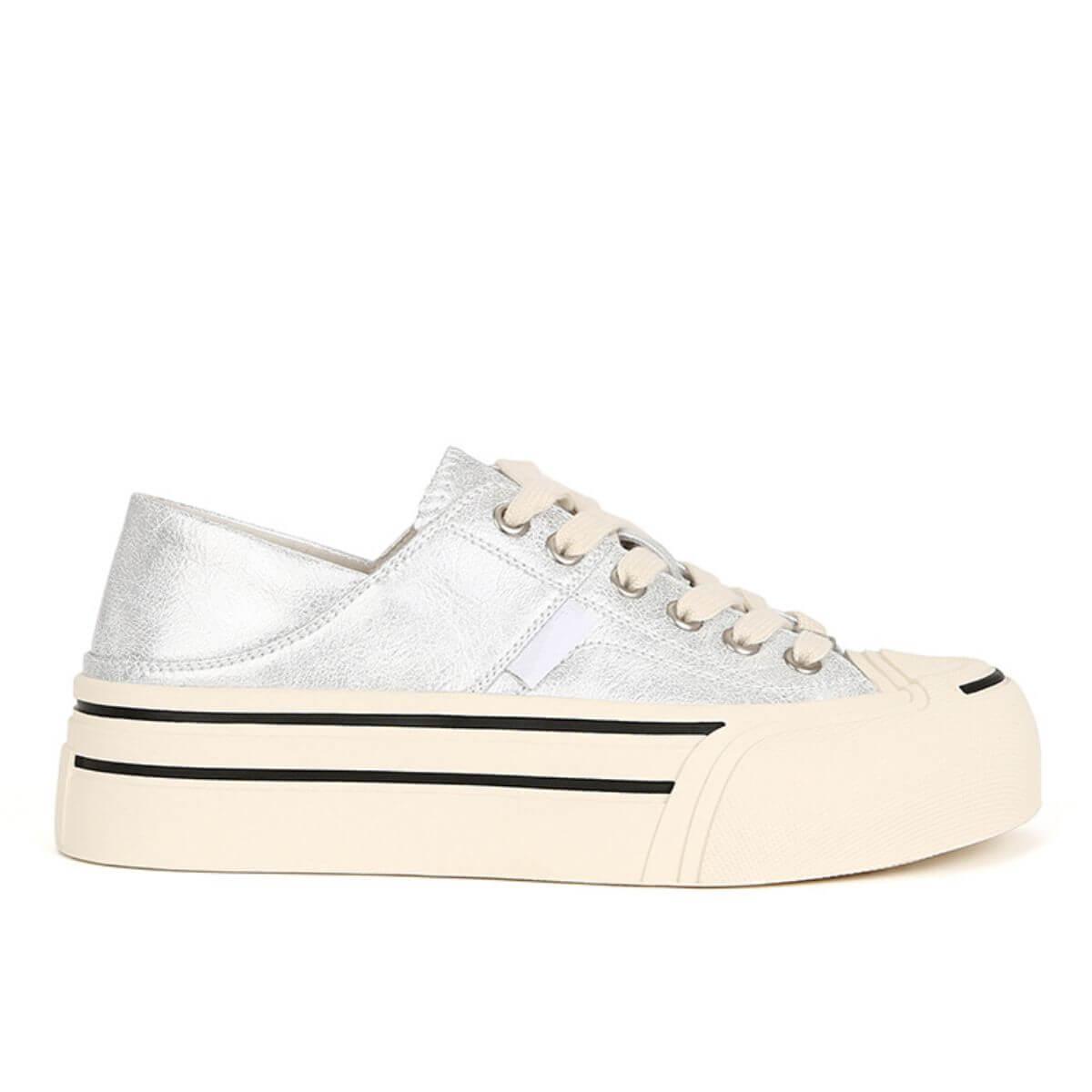 Round Toe Lace Up Platform Canvas Sneakers - Clothes For Her Online Store