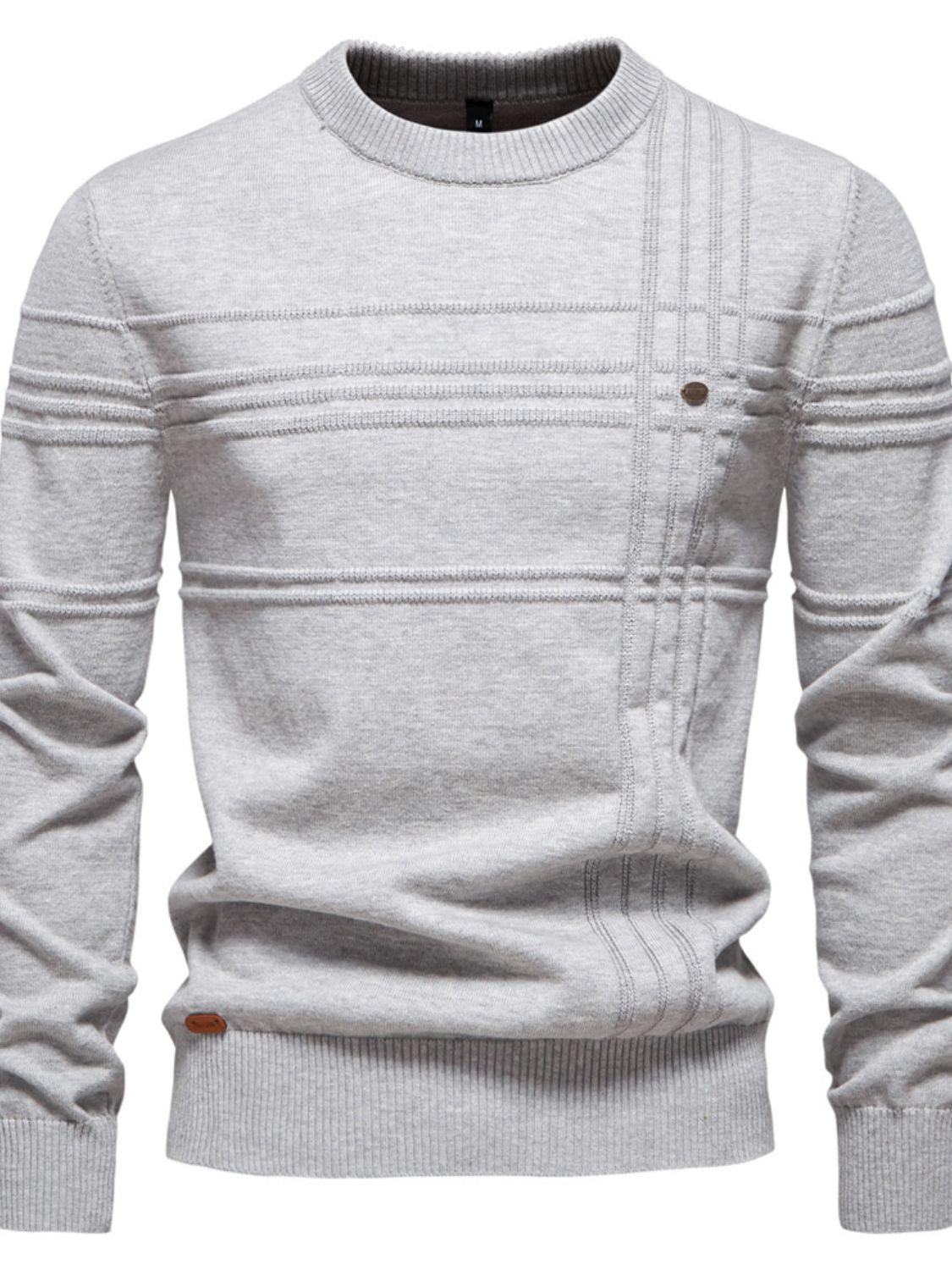 Men's Round Neck Striped Sweater - Clothes For Her Online Store