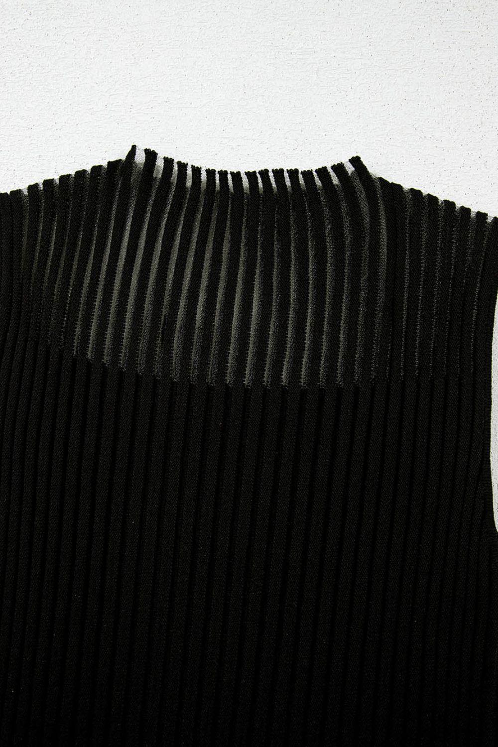 Ribbed Texture Mesh Knit Tank - Clothes For Her Online Store