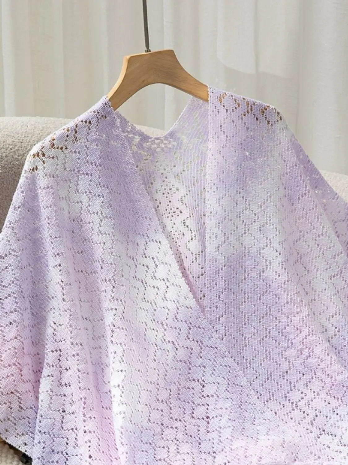 Openwork Tassel Gradient Knit Cover Up