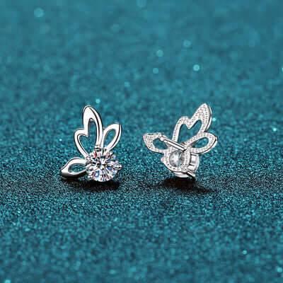 1 Carat Moissanite Butterfly Shape Earrings - Clothes For Her Online Store