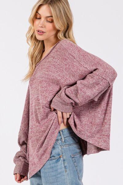 SAGE + FIG Round Neck Batwing Sleeve Oversize Top - Clothes For Her Online Store