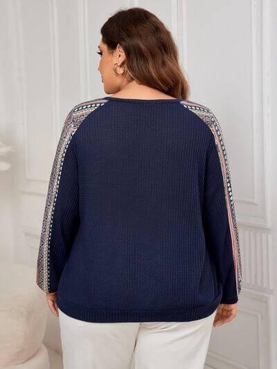 Honey Plus Size Printed Long Sleeve Sweatshirt - Clothes For Her Online Store