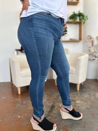 Judy Blue Full Size Cuffed Hem Skinny Jeans - Clothes For Her Online Store