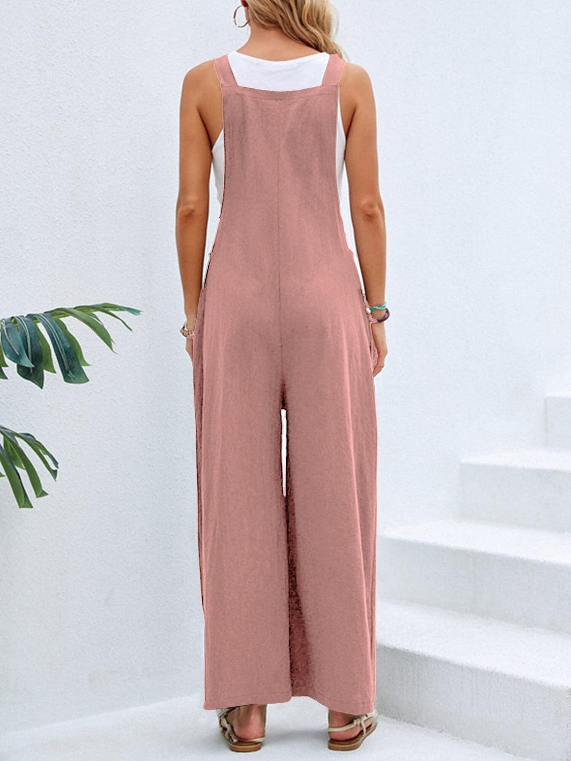 Full Size Square Neck Wide Strap Overalls - Clothes For Her Online Store