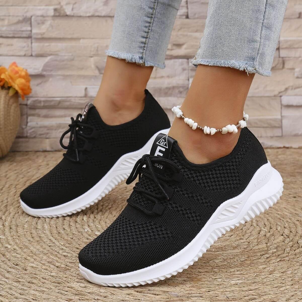 Breathable Mesh Lace Up Athletic - Clothes For Her Online Store