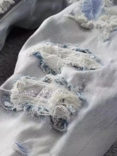 Men's Distressed Jeans with Pockets - Clothes For Her Online Store