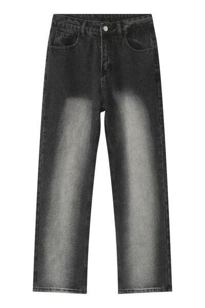 Men's Washed Straight Leg Jeans - Clothes For Her Online Store