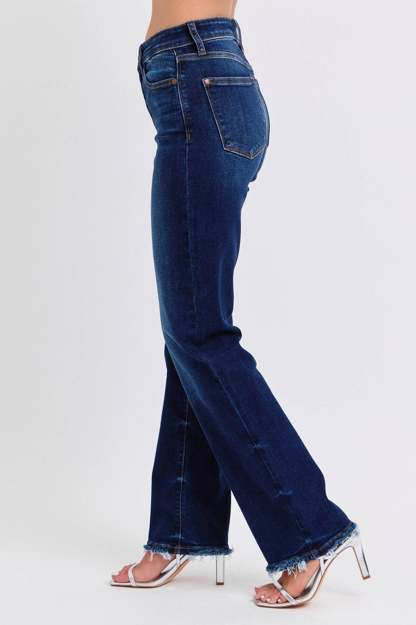 Judy Blue Full Size Raw Hem Straight Leg Jeans - Clothes For Her Online Store