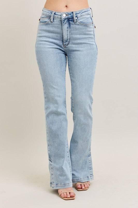 Judy Blue Full Size Tummy Control Vintage Wash Side Slit Slim Boot Jeans Plus Size