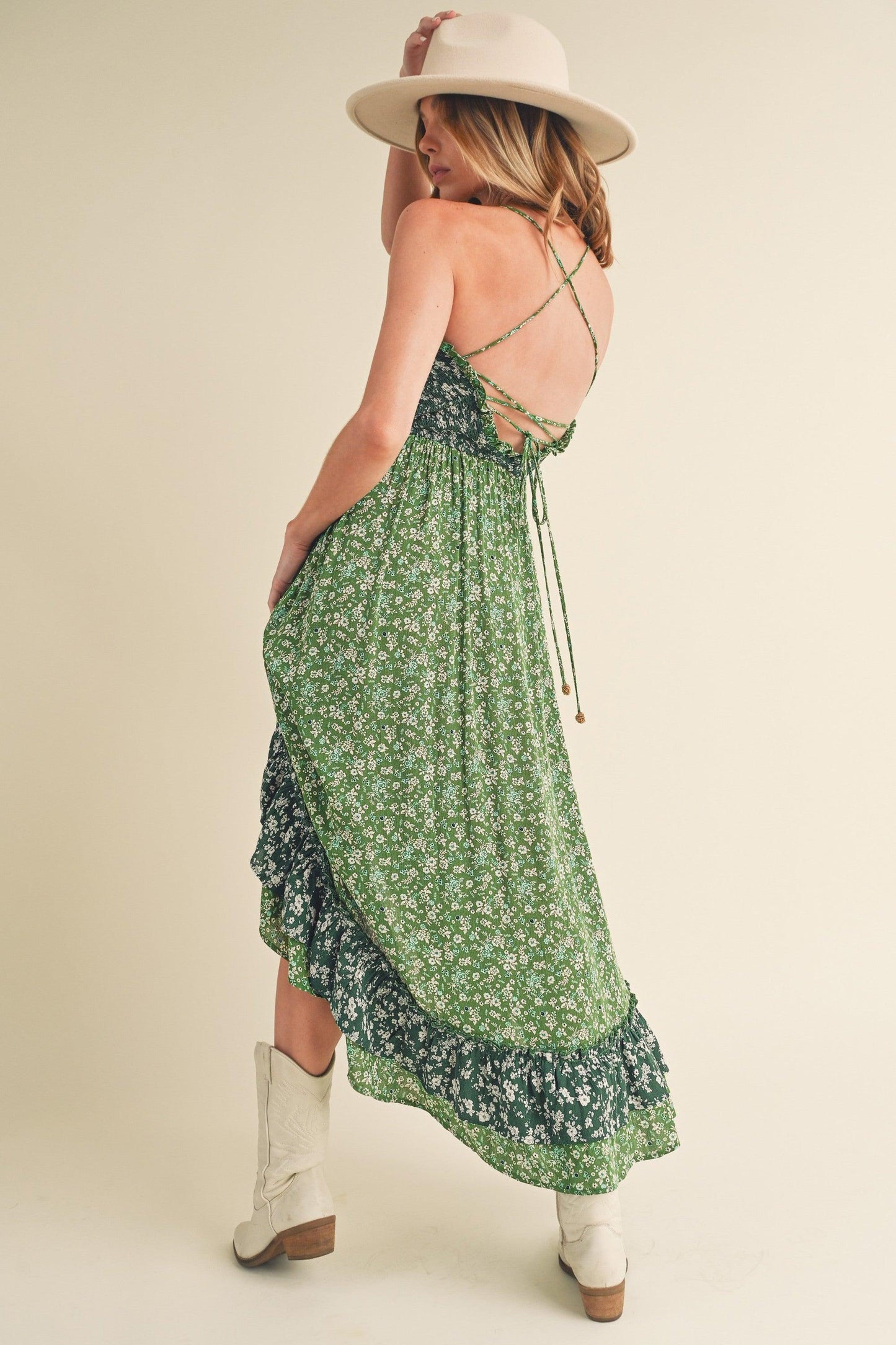 Aemi + Co Ditsy Floral Ruffled Hem Maxi Cami Dress - Clothes For Her Online Store