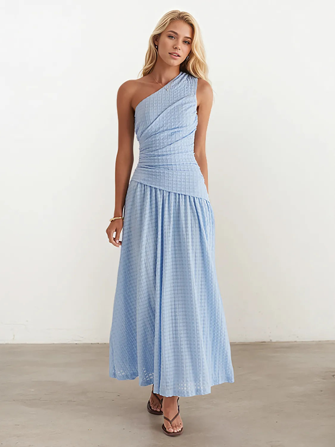 Textured Single Shoulder Dress