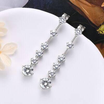 4 Carat Moissanite 925 Sterling Silver Earrings - Clothes For Her Online Store