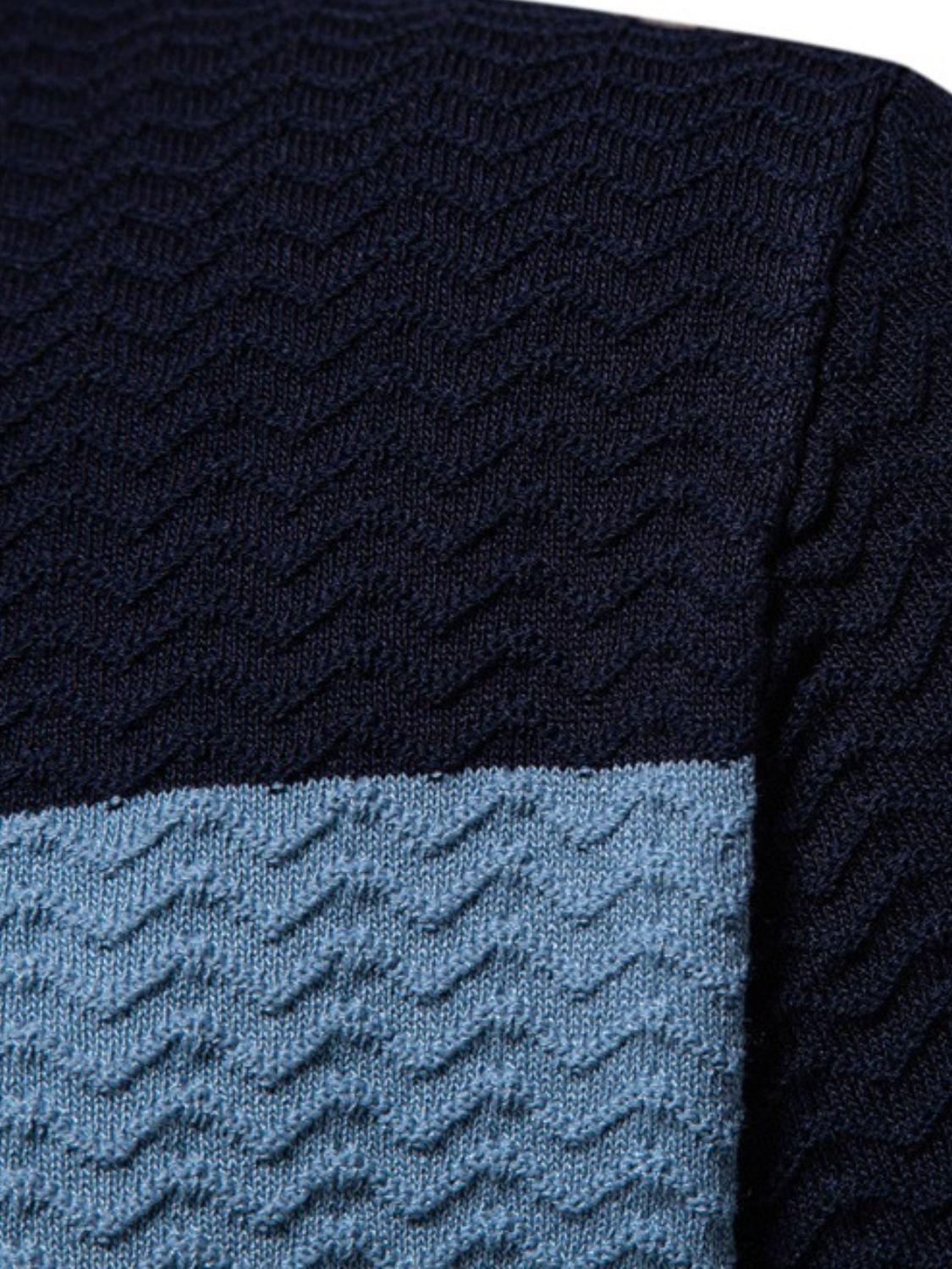 Men's Collared Neck Striped Texture Knit Polo - Clothes For Her Online Store