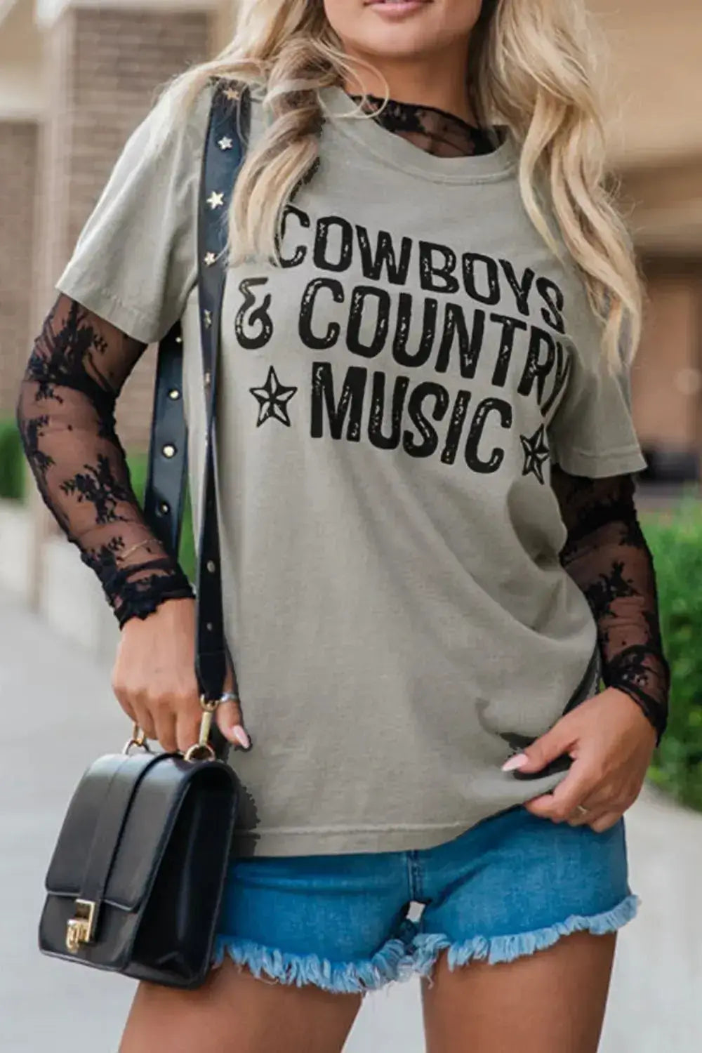 Letter Graphic Round Neck Short Sleeve T-Shirt - Clothes For Her Online Store