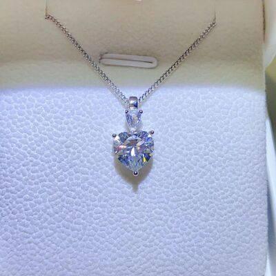 2 Carat Moissanite 925 Sterling Silver Heart Pendant Necklace - Clothes For Her Online Store