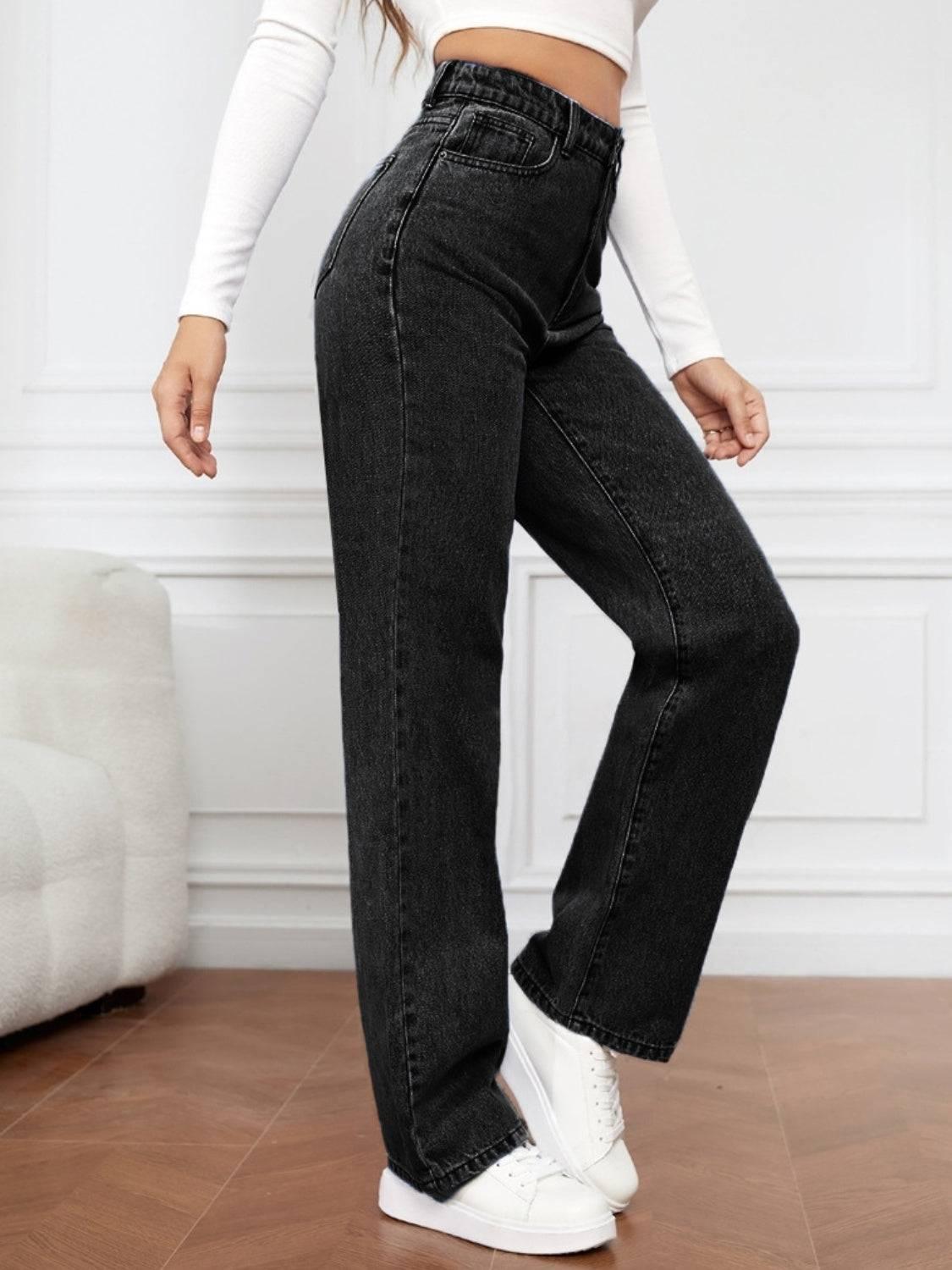 High Waist Straight Jeans - Clothes For Her Online Store