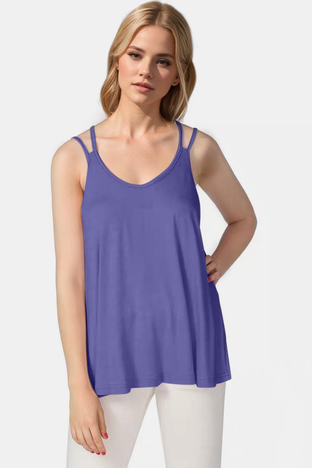 Basic Bae Bamboo Scoop Neck Double Spaghetti Straps Cami - Clothes For Her Online Store
