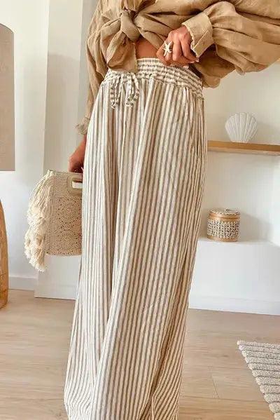 Plus Size Striped Wide Leg Pants - Clothes For Her Online Store
