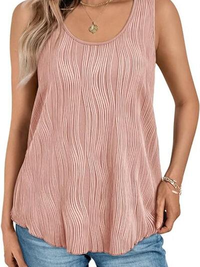 Round Neck Wide Strap Tank - Clothes For Her Online Store