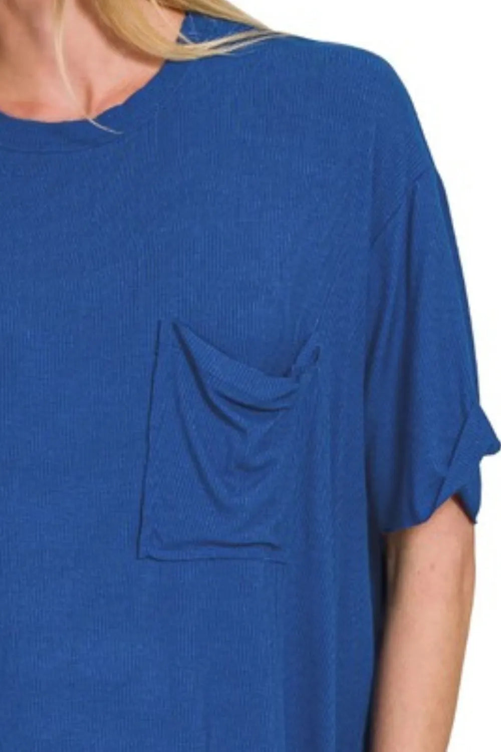 Zenana Oversized Ribbed Round Neck Short Sleeve Tee