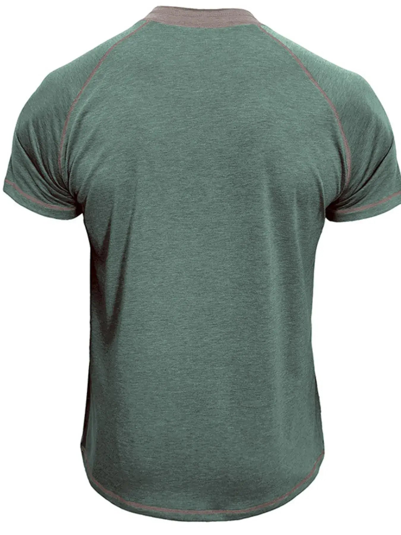 Men's Casual Henley Polo T-Shirt with Contrast Stitching