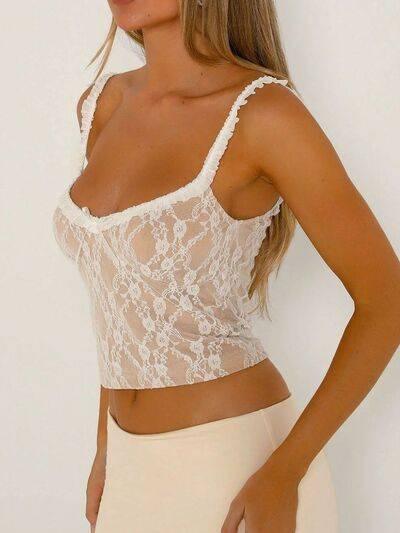 Frill Bow Lace Cami - Clothes For Her Online Store