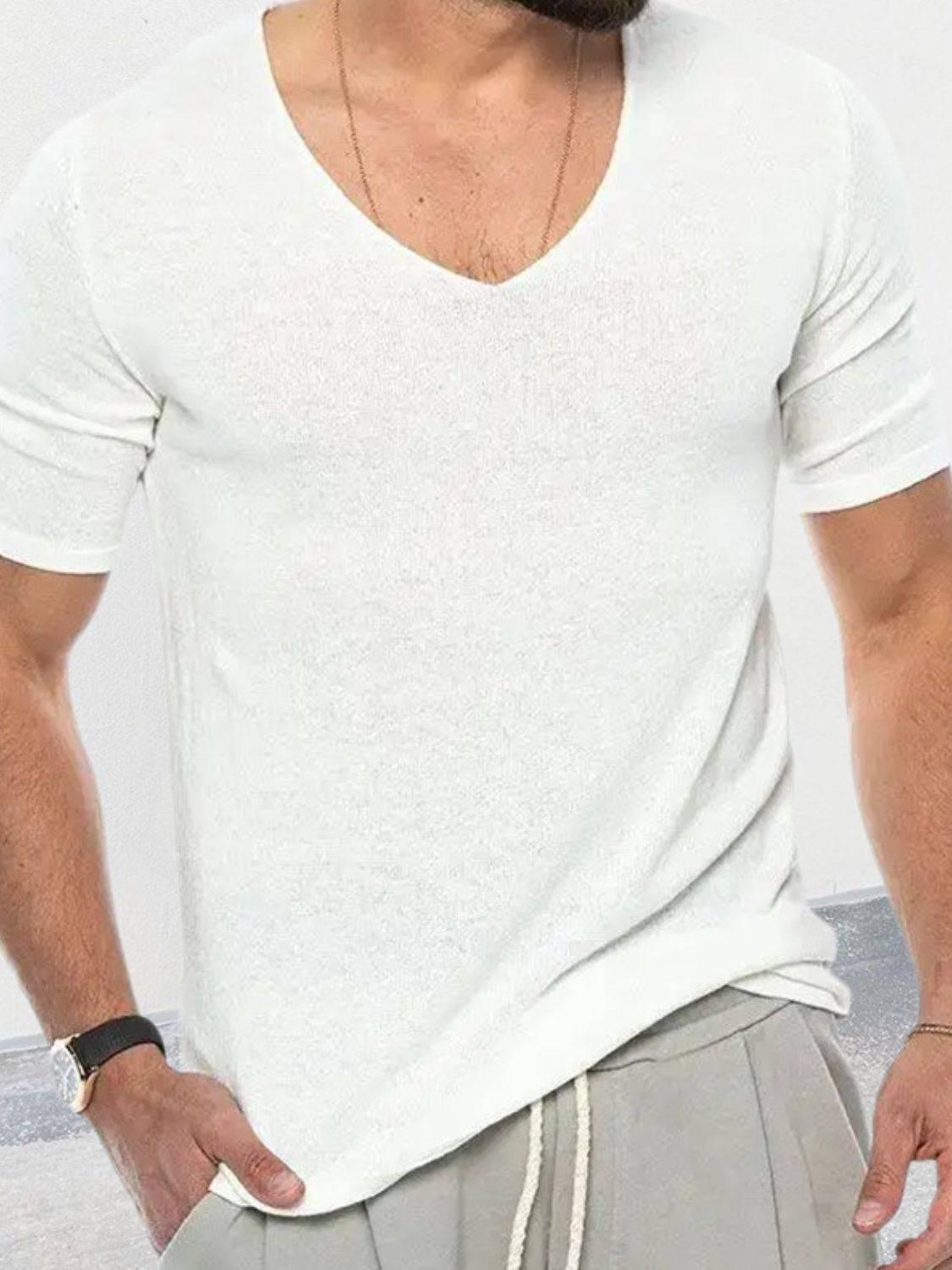 Men's V-Neck Short Sleeve T-Shirt - Clothes For Her Online Store