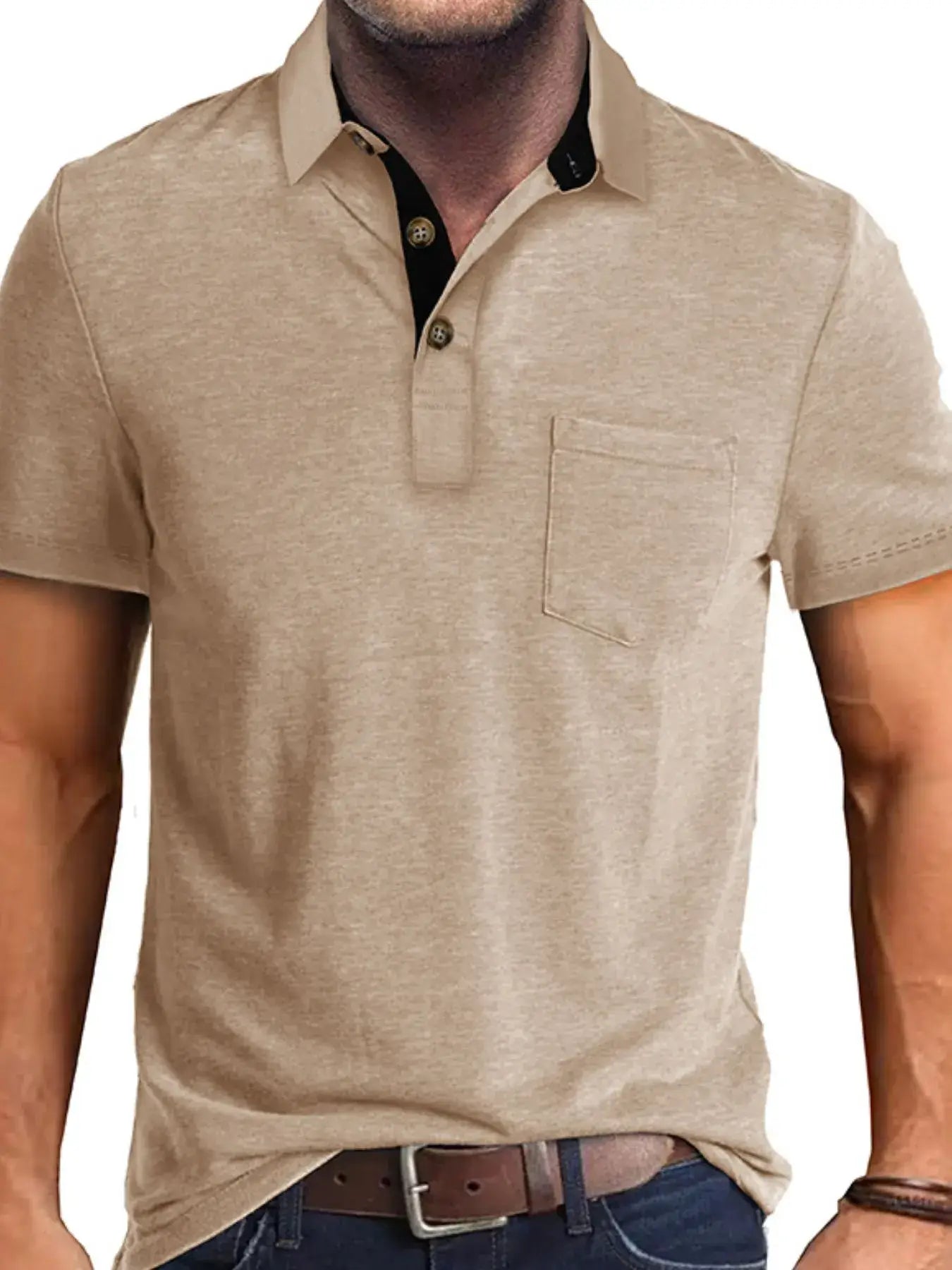 Men's Full Size Classic Heathered Pocket Polo Shirt Plus Size