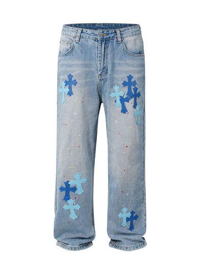 Men's Cross Wide Straight Jeans - Clothes For Her Online Store