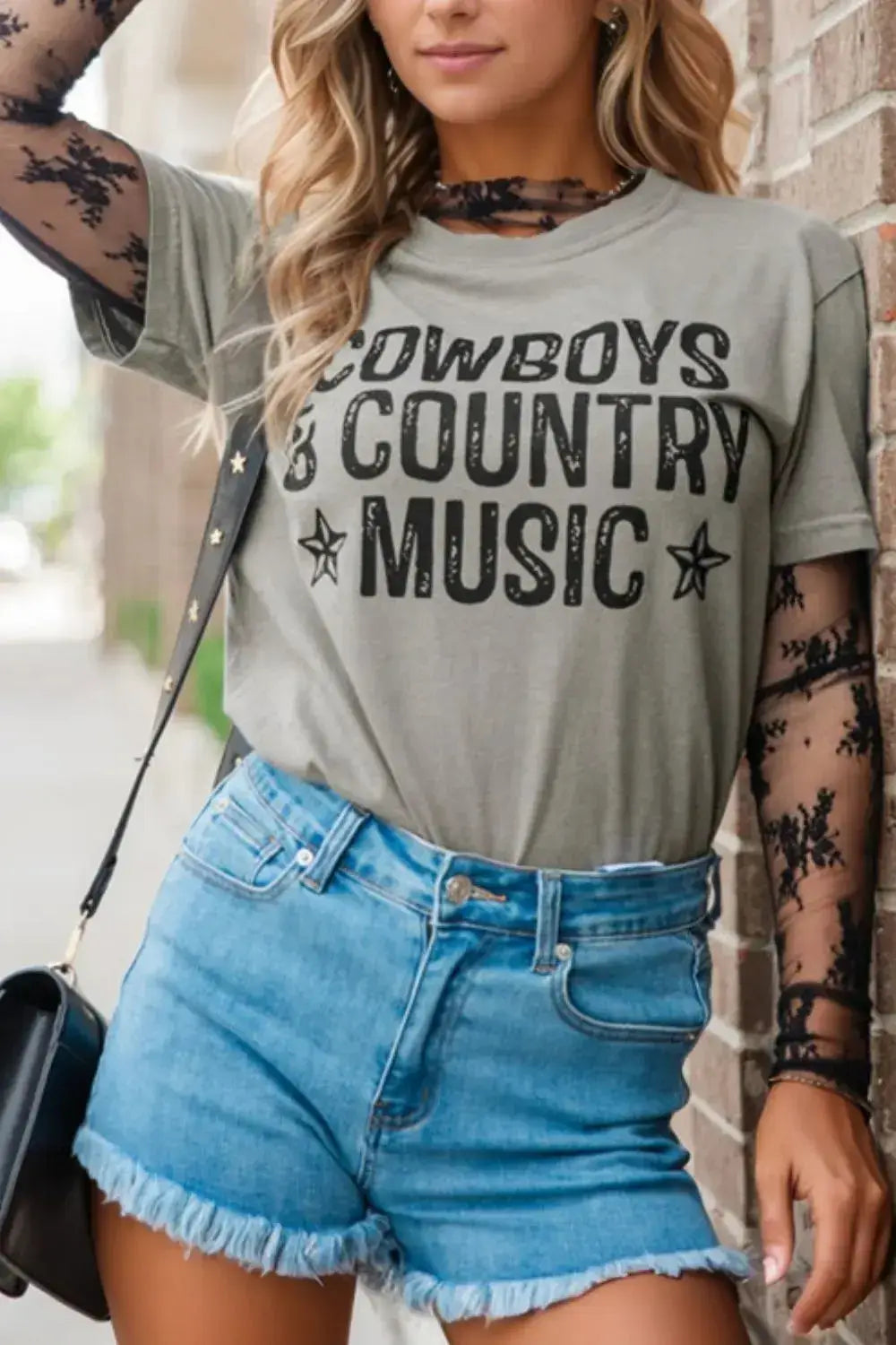 Letter Graphic Round Neck Short Sleeve T-Shirt - Clothes For Her Online Store