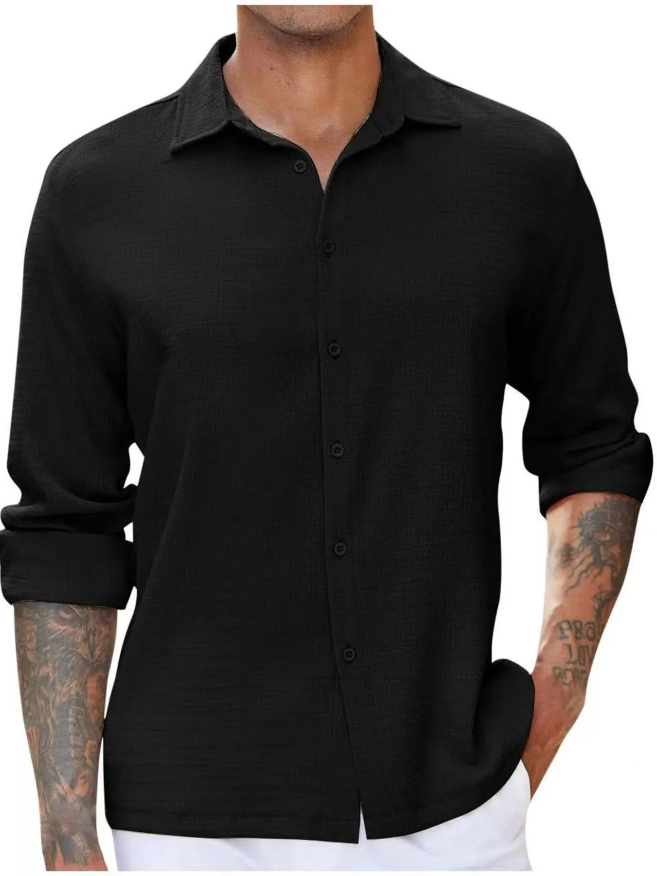 Men's Full Size Long Sleeve Button Down Shirt Plus Size