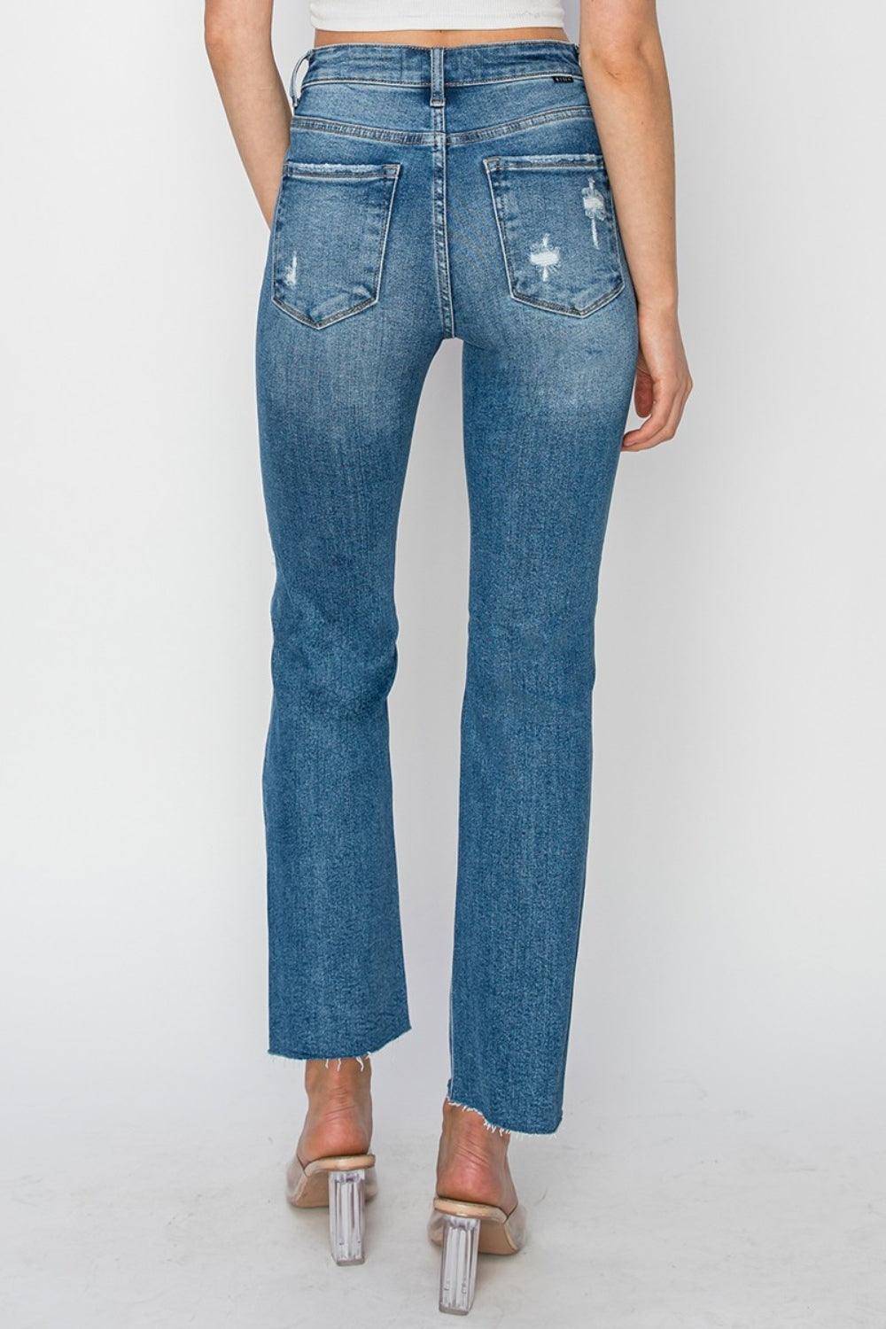 RISEN High Rise Distressed Ankle Jeans - Clothes For Her Online Store